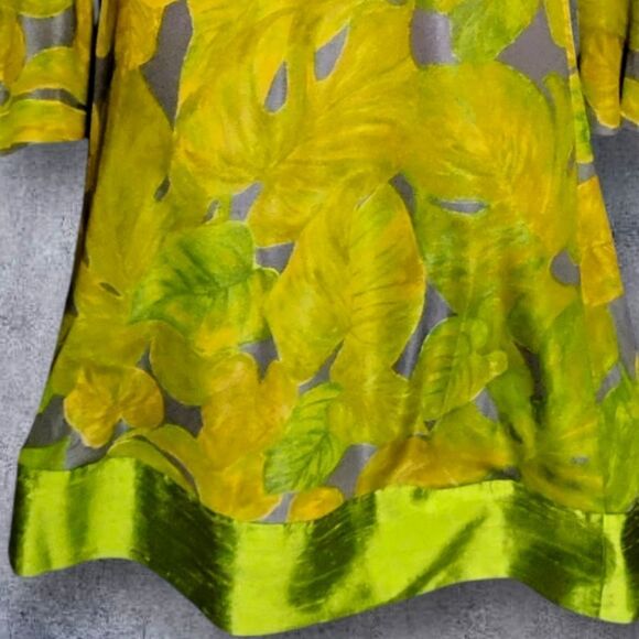 Beautiful 60's Mod Dress Vintage Green/Yellow  Cowl Neckline Size Large - Picture 10 of 11